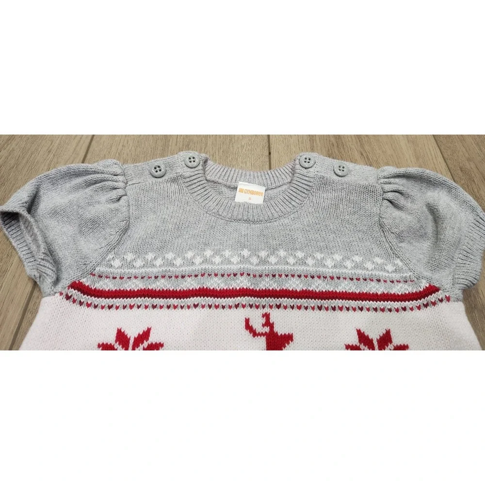 Gymboree Girls Holiday Christmas‎ Knit Sweater Dress Size 5 Reindeer 100% Cotton